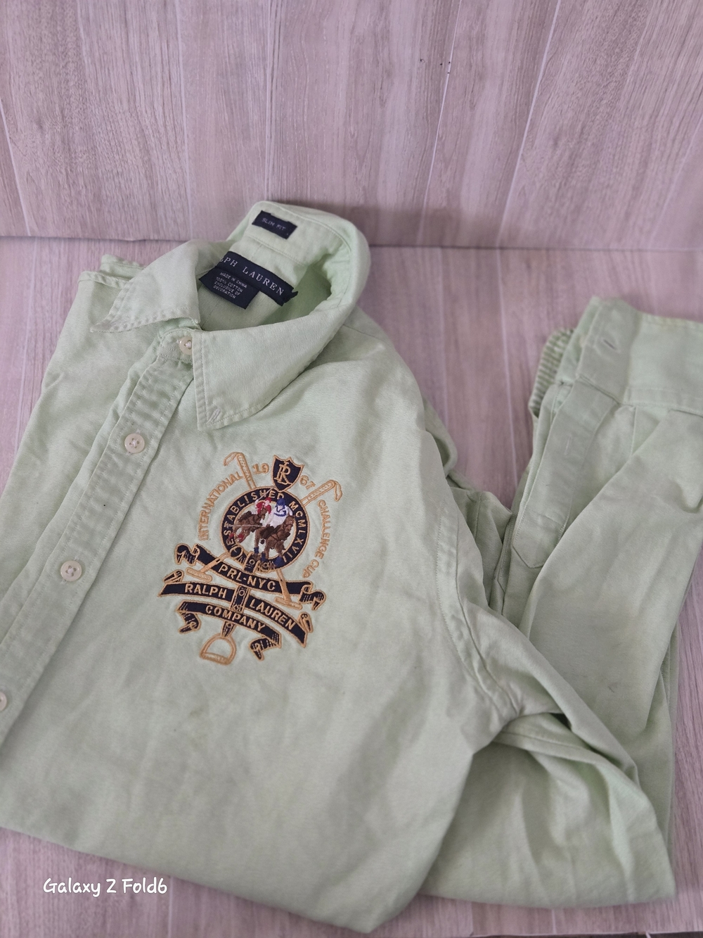 Ralph Lauren Mint Green Slim Fit Button-Up Shirt